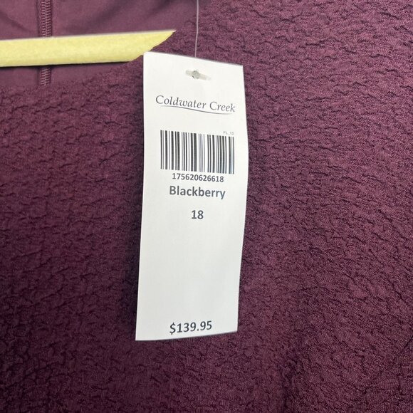 NWT Coldwater Creek Women's Blackberry Color Textured 3/4 Sleeve Dress Size 18 - Picture 6 of 7